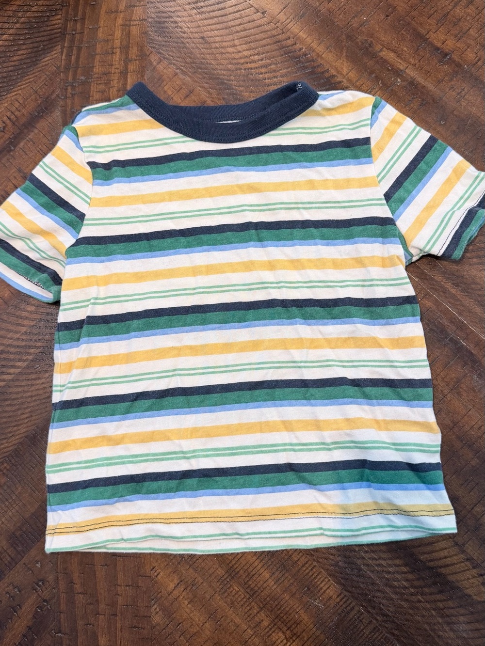 wonder nation Multicolor Striped Short Sleeve Tee with Navy Collar